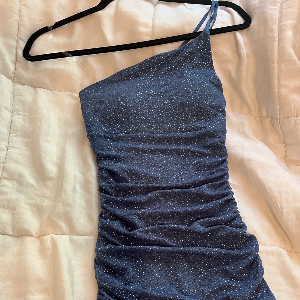 Macy's One Shoulder Bodycon Dress XS in Color DENIM